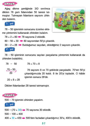 İşlemleri Çıkarma işlemleri MATEMATİK 2 SAATİ KONU SAYILAR VE İŞLEMLER Zihinden Çıkarma