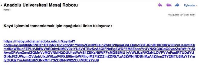 Not: Sistem üzerinden yapılacak bilgilendirmelerde, sisteme kayıt olduğunuz e-posta adresiniz kullanılacağından dolayı, kayıt için kullandığınız e-posta adresinizin kendinize ait ve sürekli