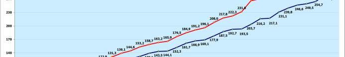 2016 son çeyrekte brüt maaş endeks değeri 306,0 olurken, 2017 ilk çeyrekte artmaya devam ederek 312,6 ve ikinci çeyrekte ise 335,5 düzeyine erişmiştir.