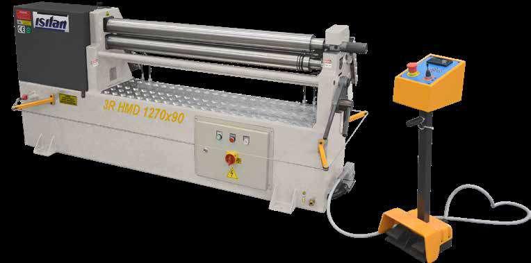 3R HMD MOTORLU HİDROLİK ASİMETRİK 3 TOPLU SİLİNDİR MAKİNALARI MECHANICAL HYDRAULIC 3 ROLLS PLATE BENDING MACHINES 3R HMD 1270x90 Döküm Gövde Cast Iron Frames 3 Mil de Tahriklidir All 3 Rolls Driven