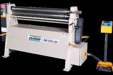 MOTORLU ve MANUEL 3 TOPLU SİLİNDİR MAKİNALARI MOTORISED AND MANUAL 3 ROLLS PLATE BENDING MACHINES RM/RS Zincir tahrikli tek Redüktörle ve dişli sistemi ile tahrik edilmiş alt ve üst miller (RM) SAE