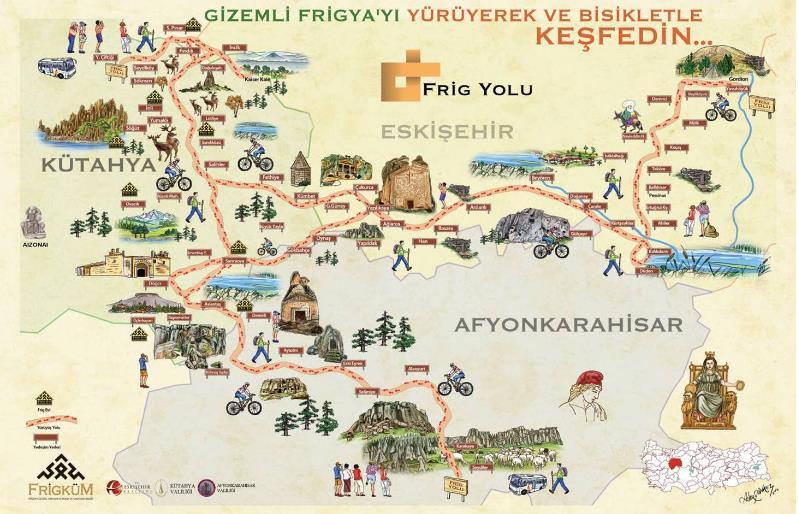 Phrygian Valley, which has been home to the Phrygians who have a history of about 3000 years, has an area of 506 km from Ankara Gordion to Eskişehir, Kütahya and