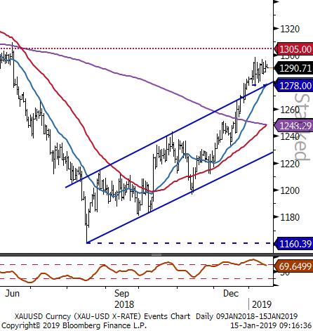 XAU / USD XAUUSD - 1305 seviyesi ilk direnç noktası olarak dikkat çekiyor. Geçtiğimiz yılın son haftasıyla birlikte kanal hareketini aşan altın için göstergeler aşırı alım bölgesinde seyrediyor.