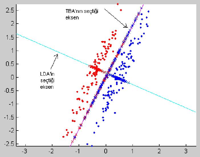 Temel Bileşen Analizi-TBA (Principle Component Analysis - PCA) Bu metotta örneklerin en fazla değişim gösterdikleri boyutlar bulunur.