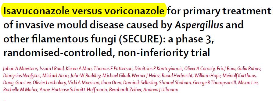 İzavukonazol İFİ tedavisinde en az vorikonazol kadar başarılı (non-inferior) Primer İFİ tedavisinde