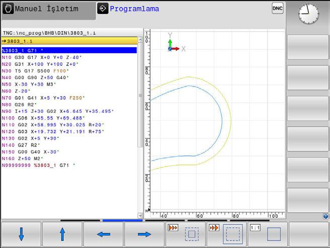Programlama yardımları Programlama grafiği 6 Kesit büyütme veya küçültme Bir grafik görünümünü kendiniz de belirleyebilirsiniz.