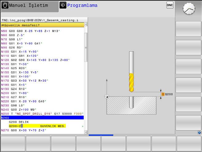 2 İlk adımlar İlk kısmı programlama Döngü programının oluşturulması Sağdaki resimde gösterilen delikler (derinlik 20 mm) standart bir delme döngüsüyle imal edilmelidir.