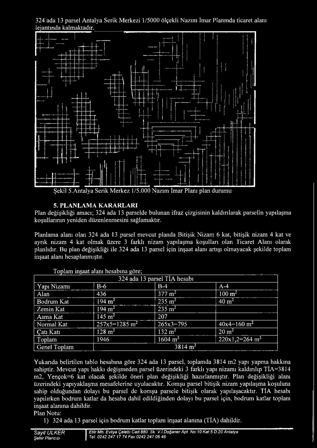 Planlama alanı olan 324 ada 13 parsel mevcut planda Bitişik Nizam 6 kat, bitişik nizam 4 kat ve ayrık nizam 4 kat olmak üzere 3 farklı nizam yapılaşma koşulları olan Ticaret Alanı olarak planlıdır.