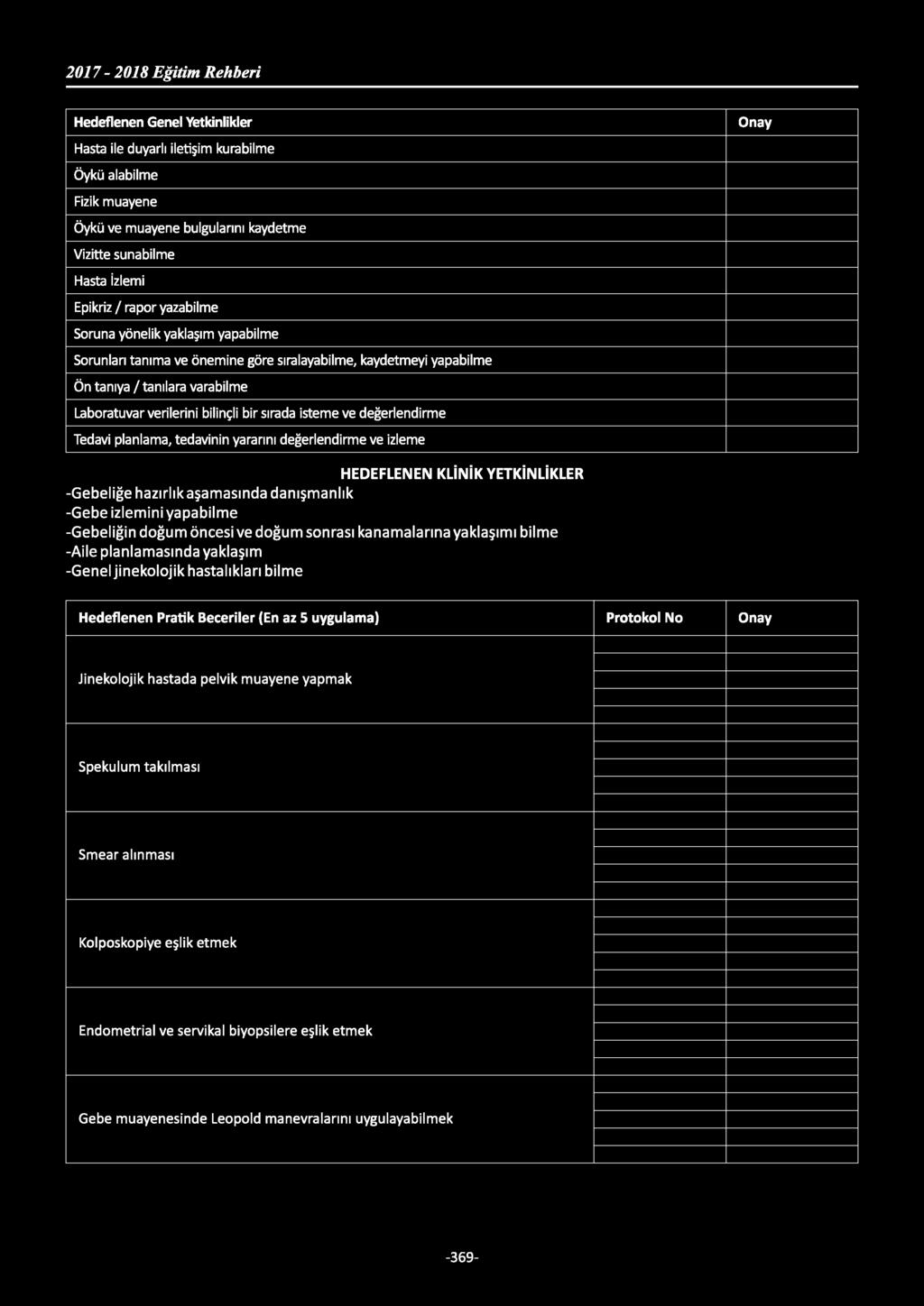 Tedavi planlama, tedavinin yararını değerlendirme ve izleme Onay HEDEFLENEN KLİNİK YETKİNLİKLER -Gebeliğe hazırlıkaşamasında danışmanlık -Gebe izlemini yapabilme -Gebeliğin doğum öncesi ve doğum