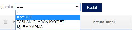 10. Listele butonuna basıldığında yüklenen paket içerisindeki tüm faturalar aşağıdaki şekilde sayfanın alt kısmında listelenir.