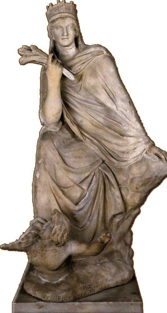 Şekil 1: Antakya Tychesi heykelciği (Samandağ da Mağarcık Köyü civarında bulunan mermerden yapılmış bir heykeldir. Hatay Müzesi Env. No. 8498 ve Vatikan müzesi, Candelabri Galerisi, IV, 49. Env. No. 2672).