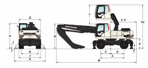 500 mm H - Kabin Yüksekliği 3.200 / *3.350 mm H - Kabin Yükseltme 2.400 mm Hy - Toplam Kabin Yüksekliği 5.600 mm I - Minimum Zemin Boşluğu 335 mm J - Lastik Genişliği 2.