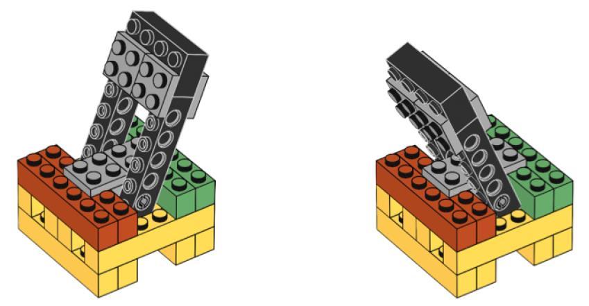 farklı konumda (Açık ve Kapalı) olabilen bir LEGO bloğu ile temsil edilen bir