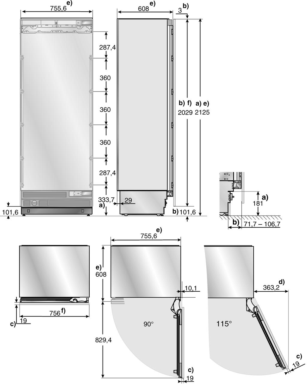 75,6 cm cihazlar buzdolaplarý ve derin dondurucular Açýklama: Boydan boya beyaz eþya cephesine sahip bir örnek tasvir edilmiþtir.