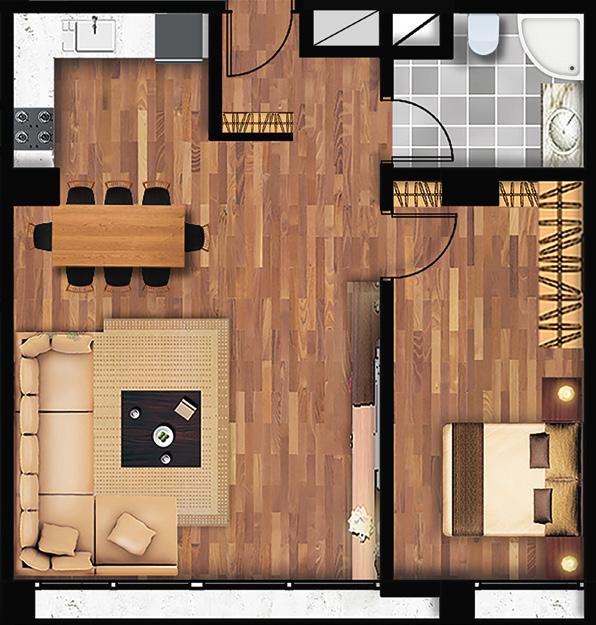 Flat Daire 1+1 BRÜT 9,59 m² BRÜT 86,56 m² 1+1 Flat Daire 1+1 6 5