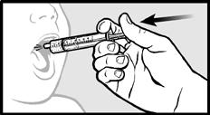 15. Oral şırıngayı ucu yukarı doğru tutarken pistonu yavaşça yukarı iterek havanın büyük bir kısmını dikkatlice çıkarın. 16. Oral şırıngayı nazikçe hastanın ağzına koyun.