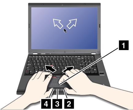 İşaretçiyi ekran üzerinde hareket ettirmek için, parmağınızın ucunu izleme paneli 1 üzerinde karşılık gelen yöne kaydırın.
