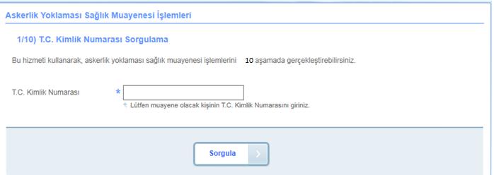 5 Hizmet Kullanımı 5.1. Muayene Başlama/TC Kimlik Numarası Sorgulama Aile hekimi değilseniz bu hizmeti kullanamazsınız. Aile hekimi iseniz hizmet bağlantısına tıkladığınızda, ilk aşama olan T.C. Kimlik Numarası Sorgulama ekranı açılır.