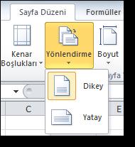 Çalışma sayfa yapısı Excel programı içerisinde sayfa yapısı ile ilgili düzenlemeler genel olarak Sayfa Düzeni sekmesinde yer almaktadır. 7.1.