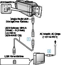 Kopyalama Bir USB Harici Sabit Disk Sürücüsünün Hazırlanması UYARI : 0 Kalan pil gücü yeterli değilse bu işlem tamamlanamaz. Öncelikle pili tam şarj edin.