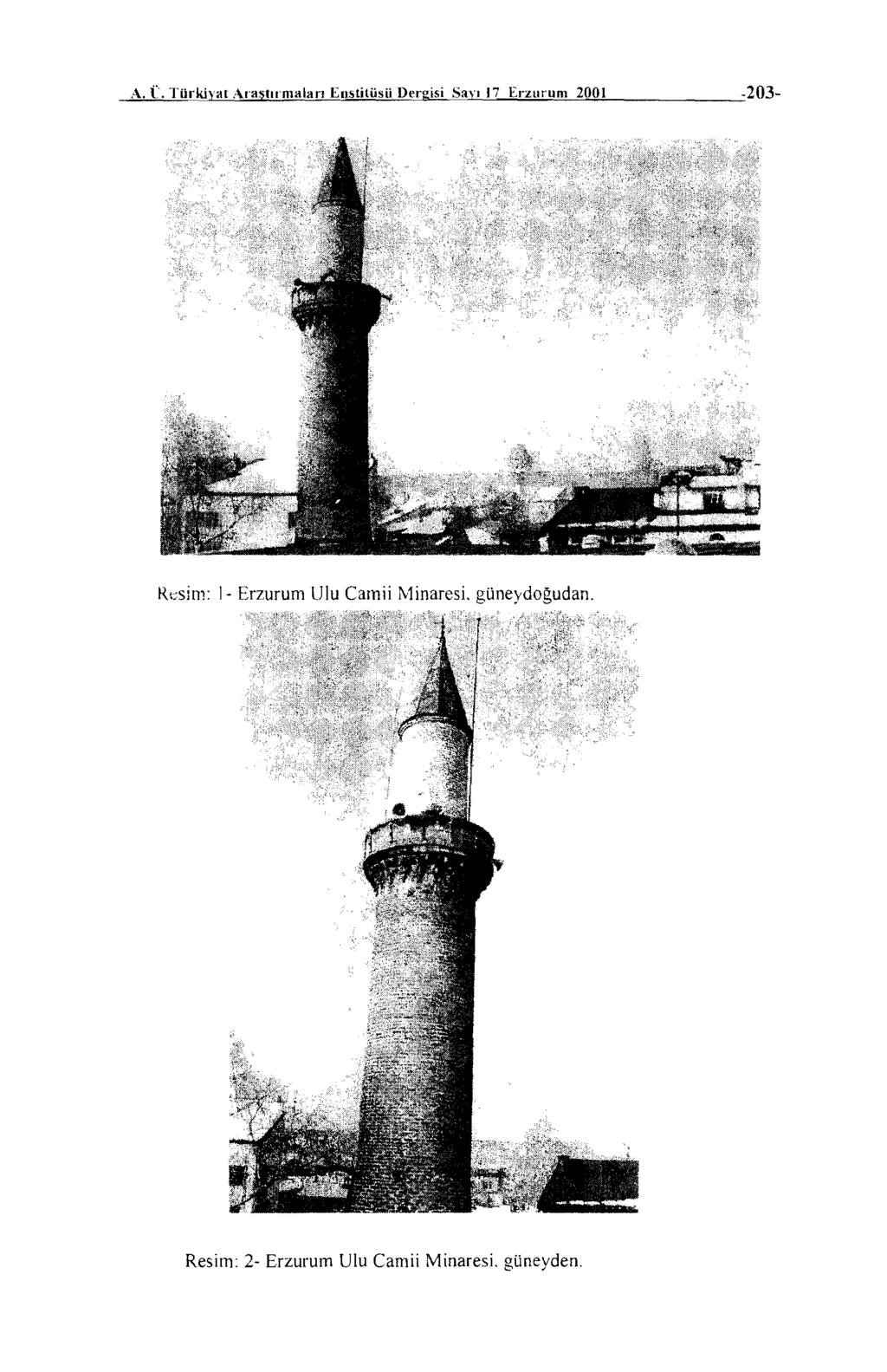 Resim: 1- Erzurum Ulu Camii Minaresi.