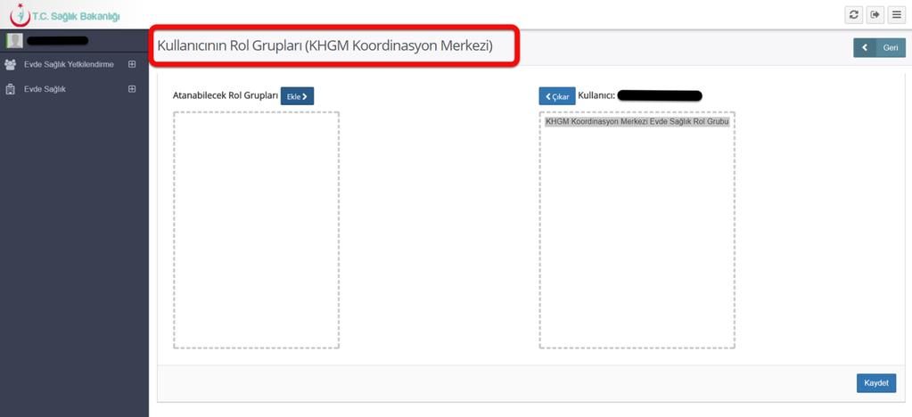 Grupları(KHGM Koordinasyon Merkezi) sayfasına