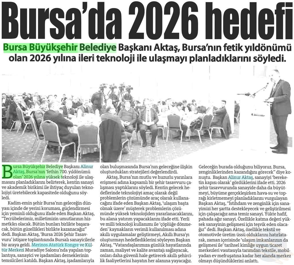TEKNOLOJIDE BURSA UMUDU Yayın Adı : Bursa'da