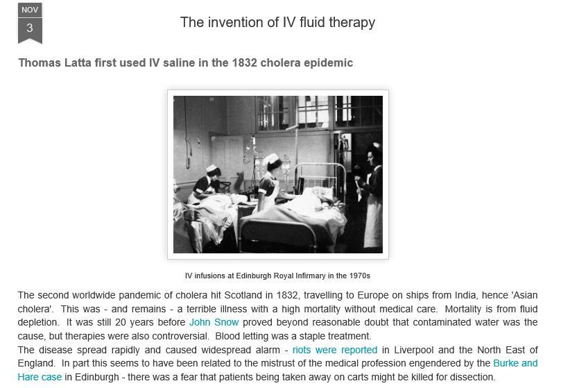 Parenteral Sıvı Tedavisi 1832: Thomas Latta, ilk kez koleralı hastalarda intravenöz sıvı tedavisi uyguladı. 1834: John Mackintosh, ilk kez intravenöz albumin uyguladı.