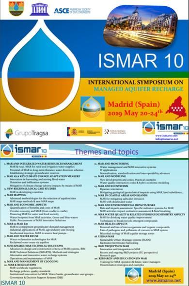 10. Uluslararası Akifer Beslenimi Yönetimi Sempozyumu (10 th International Symposium on Managed Aquifer Recharge) ISMAR 10 Yirmi ana başlıktan oluşan 10.