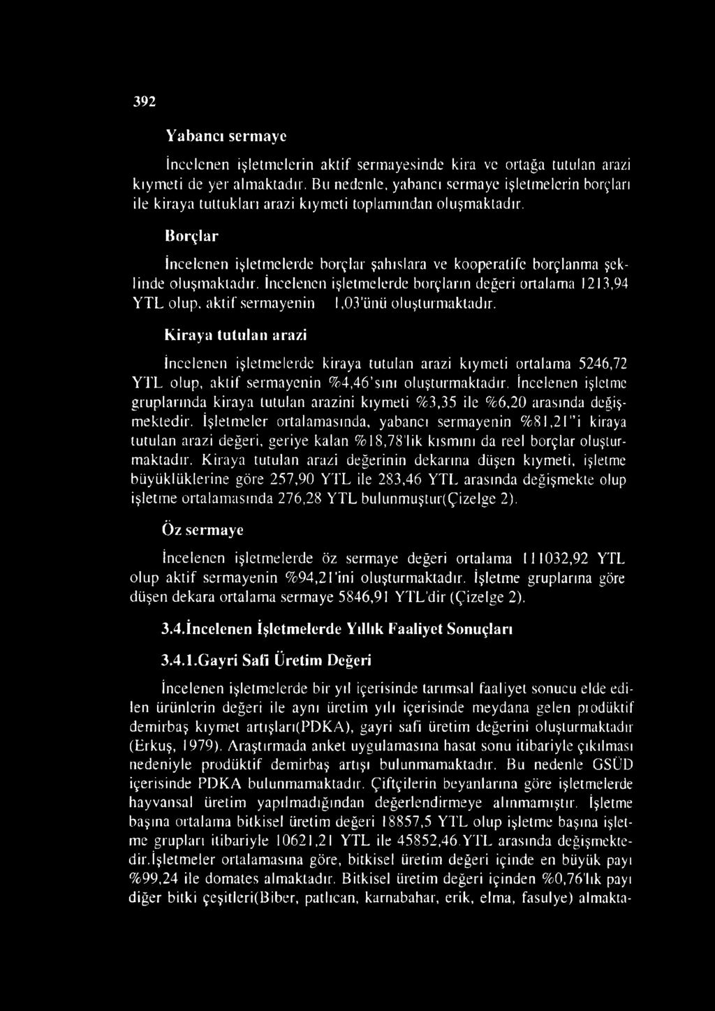 Borçlar İncelenen işletmelerde borçlar şahıslara ve kooperatife borçlanma şeklinde oluşmaktadır.