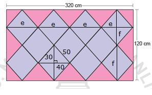 30 cm uzunluğu, 4 eşkenar dörtgenin yatay köşegen uzunlukları toplamına eşit. 4e 30 e 80 cm dir.