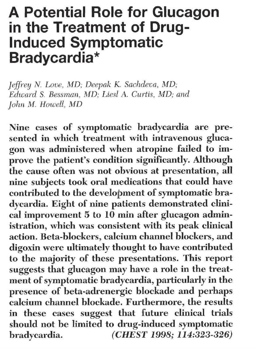B-bloker&Glukagon İlk insan vaka sunumu 1973 yılında.