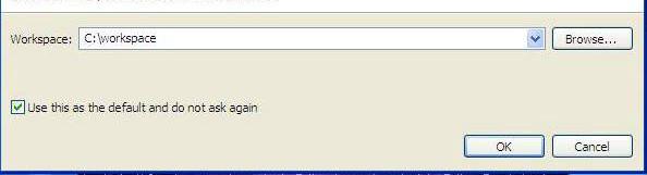 Eclipse programı ilk kez çalıştırıldığında dosyalarınızı nerede saklamak isteyeceğinizi soracaktır Bu seçeneği C:\workspace olarak belirler ve Use this as the default and