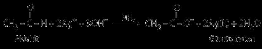 Toluens ve Fehling Ayıracı Aldehitlerin karboksilik asitlere yükseltgenmesi bazik çözeltilerde çok kolay gerçekleşir. Buna bağlı olarak aldehitler Tollens ve Fehling çözeltileriyle tepkime verebilir.