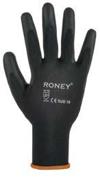 Roney Pu Eldiven - Siyah Polietilen kaplamalı Naylon yeniden kullanılabilir eldiven.