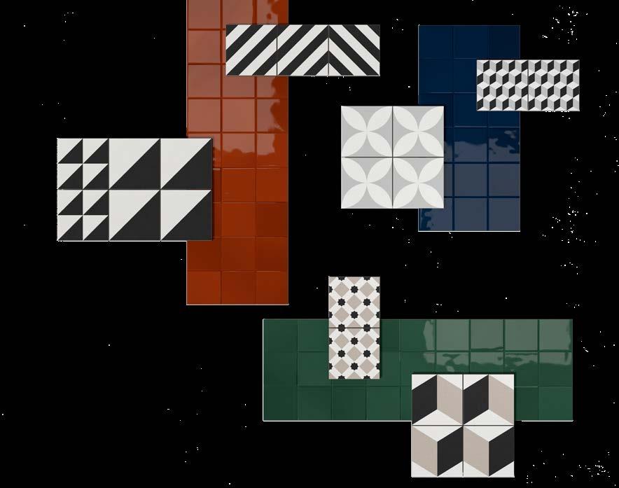 retromix from traditional to modern geometric patterns gelenekselden moderne geometrik desenler With retromix, VitrA re-interprets traditional tile motives to design modern spaces.