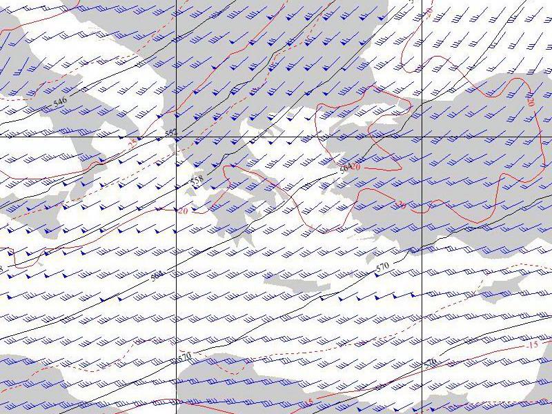 2.2.3. 16.11.2007 500 hpa 00 UTC Orta troposferde güneybatılı rüzgâr akışlar özellikle Marmara Ege ve Akdeniz bölgelerinde ideal yağış şarlarını beraberinde getirir.