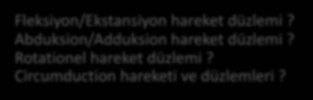 Abduksion/Adduksion hareket düzlemi? Rotationel hareket düzlemi?