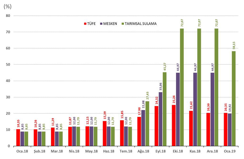 2018 Yılı Tüketici Fiyat Endeksi (TÜFE) ile Mesken (AG) ve Tarımsal Sulama (AG)