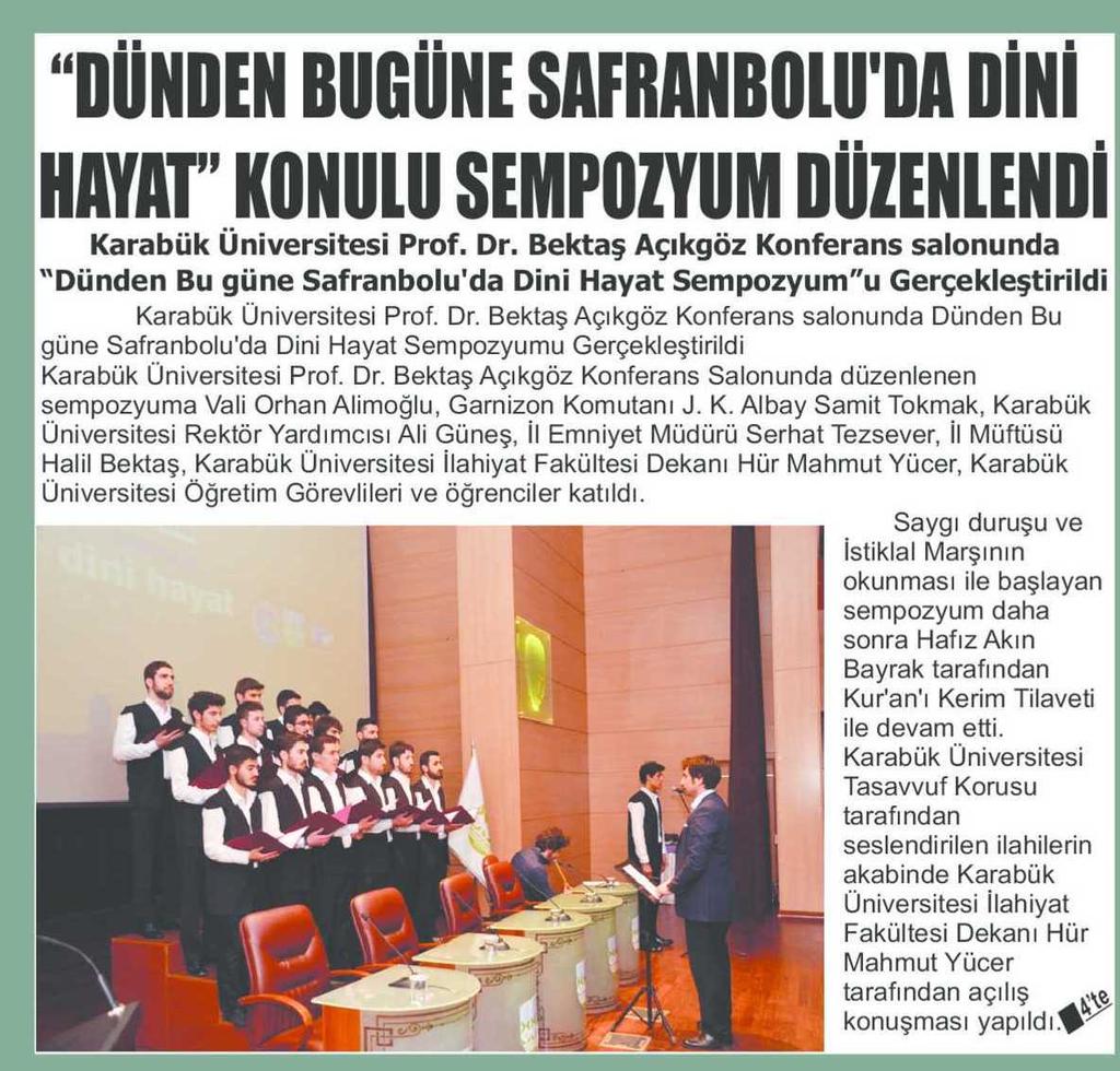 DÜNDEN BUGÜNE SAFRANBOLU DA DINI HAYAT KONULU SEMPOZYDM DÜZE.