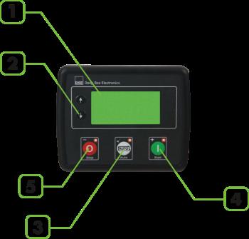 Control Panel Control Module DSE Control Module Model 4520 Communication Ports MODBUS 1 - LCD genel durum ve ölçme bilgileri gösterme ekranı 2 - Menü navigasyon butonları 3 - Otomatik konum 4 -