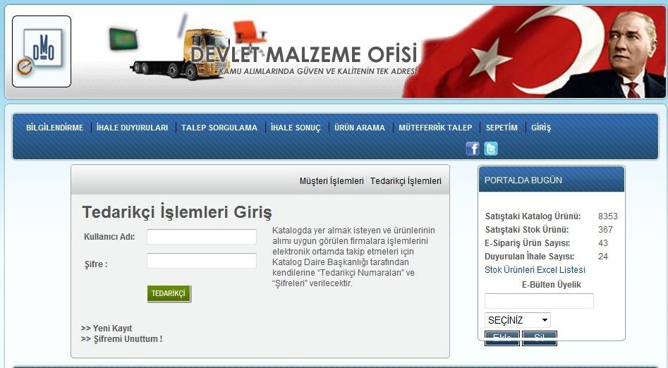 Talep Sorgulama Sayfası: Genel Müdürlüğümüzün e-ticaret portalı'nda bulunan "Talep