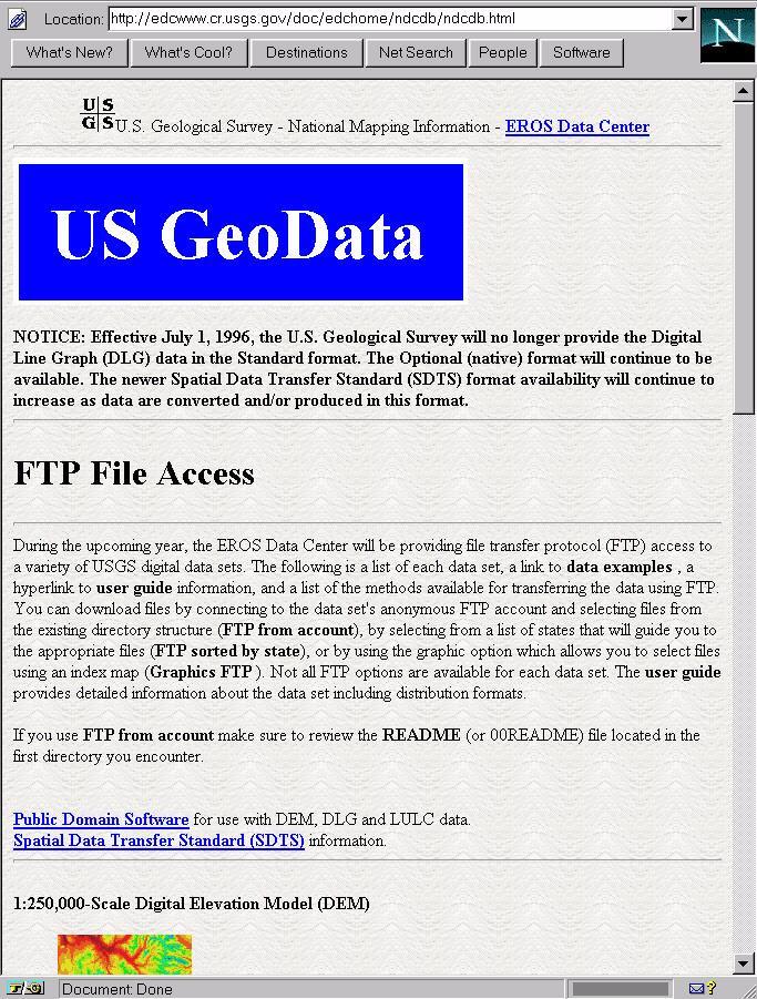 US GeoData ftp access to