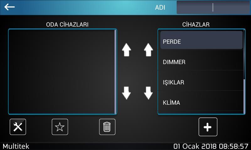 Şekil 7.4: Oda Ekle Ekranı Oda cihazları bölümüne eklenen cihazların ayarlarını yapmak için oda cihazları bölümünün altında bulunan ayar tuşuna basılır (Şekil 7.4).