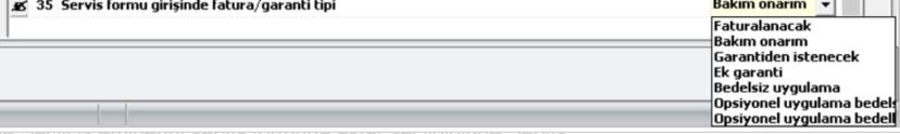 Servis İş Emri Operasyonlarından Oluşturulan Servis Formu Satırlarının Seçili Gelmesi Tamir Servis Yönetimi modülü içerisinde yer alan Servis İş Emri Operasyonları (825900) ile oluşturulacak