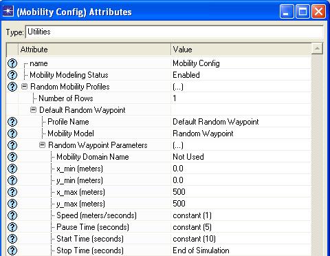 until the end of the simulation time. Figure 5.10 and Table 5.5 show, the mobility profile settings. Figure 5.10 Mobility Setting for The Mobile Node Table 5.