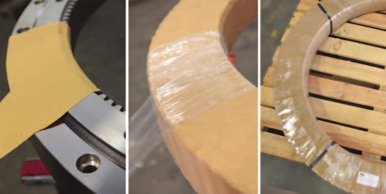AMBALAJLAMA - DEPOLAMA - TAŞIMA Standart döner tabla dişlileri, imalatı tamamlandıktan sonra, önce VCI korozyon önleyici ambalaj kağıdı, daha sonrada naylon ile sarılır.