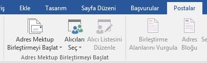 Adres-Mektup Birleştirme Aynı belgeden elinizdeki kişi listesine uygun sayıda oluşturmak için Postalar sekmesi kullanılır.