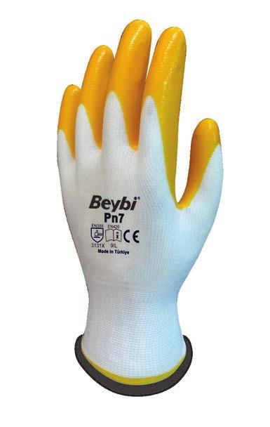 Pn7 Yarı Nitril Kaplı Örgü Polyester Eldiven 1/2 Nitrile Coated Seamless Glove Genel işler, otomotiv ve makine, montaj, bakım, bahçe, depolama, yükleme, paketleme ve ambalajlama gibi işler için