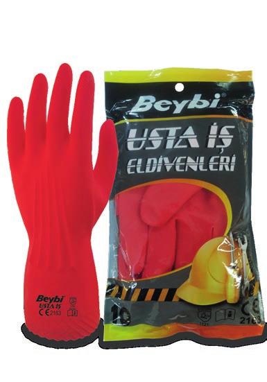 USTA-İŞ Güçlü Endüstriyel Lateks Eldiven Strong Industrial Latex Glove Elleri koruyucu ekstra kalitesi ile inşaatlarda, sıva, tuğla, duvar, fayans, mozaik gibi sanayi işleri için uygundur.